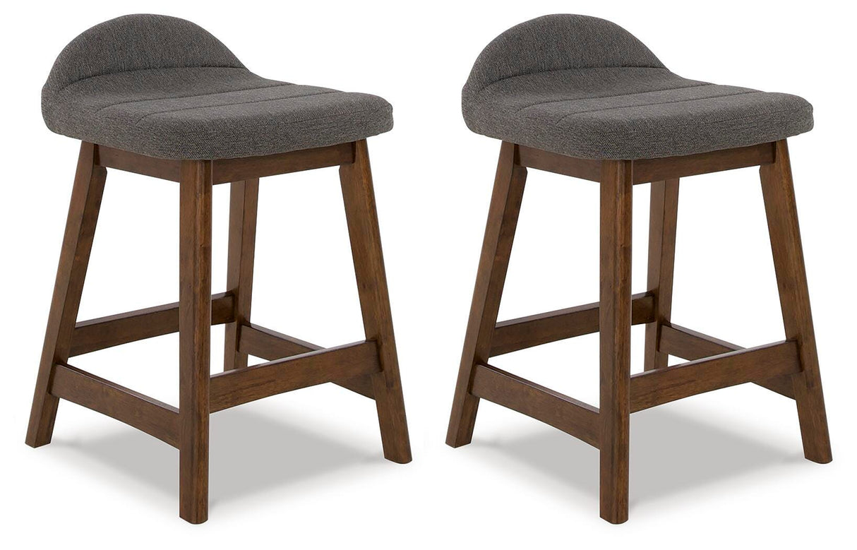 Lyncott Charcoal/Brown Counter Height Barstool, Set of 2 from Ashley Furniture - Luna Furniture