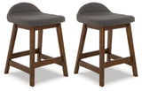 Lyncott Charcoal/Brown Counter Height Barstool, Set of 2 from Ashley Furniture - Luna Furniture