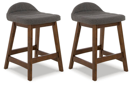 Lyncott Charcoal/Brown Counter Height Barstool, Set of 2 from Ashley - Luna Furniture