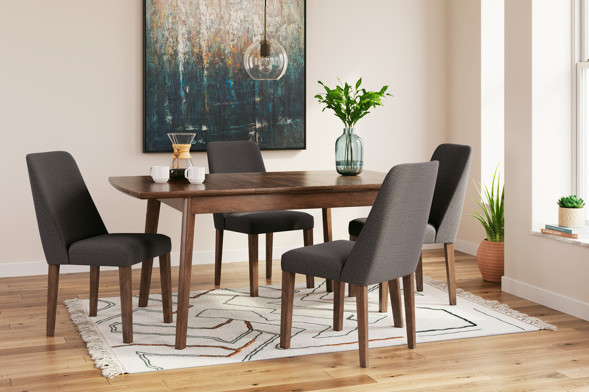Lyncott Charcoal/Brown Extension Dining Table and 4 Chairs from Ashley Furniture - Luna Furniture