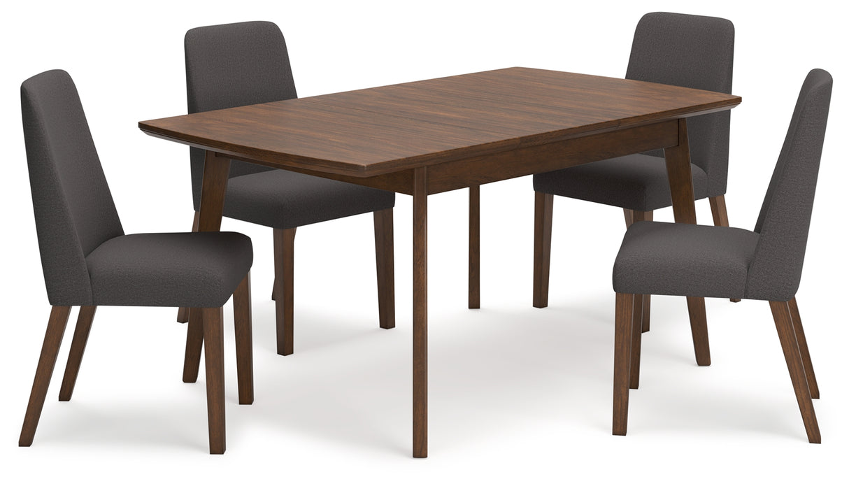 Lyncott Charcoal/Brown Extension Dining Table and 4 Chairs from Ashley Furniture - Luna Furniture