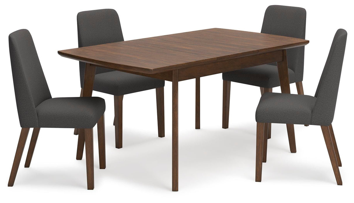 Lyncott Charcoal/Brown Extension Dining Table and 4 Chairs from Ashley - Luna Furniture
