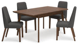 Lyncott Charcoal/Brown Extension Dining Table and 4 Chairs from Ashley - Luna Furniture