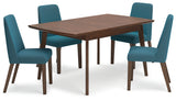 Lyncott Blue/Brown Extension Dining Table and 4 Chairs from Ashley - Luna Furniture