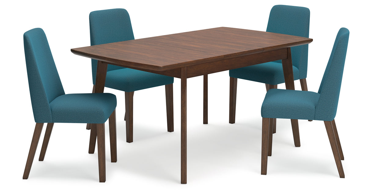 Lyncott Blue/Brown Extension Dining Table and 4 Chairs from Ashley Furniture - Luna Furniture