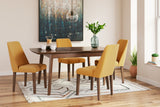 Lyncott Mustard/Brown Dining Table and 4 Chairs from Ashley - Luna Furniture