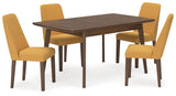 Lyncott Mustard/Brown Dining Table and 4 Chairs from Ashley - Luna Furniture