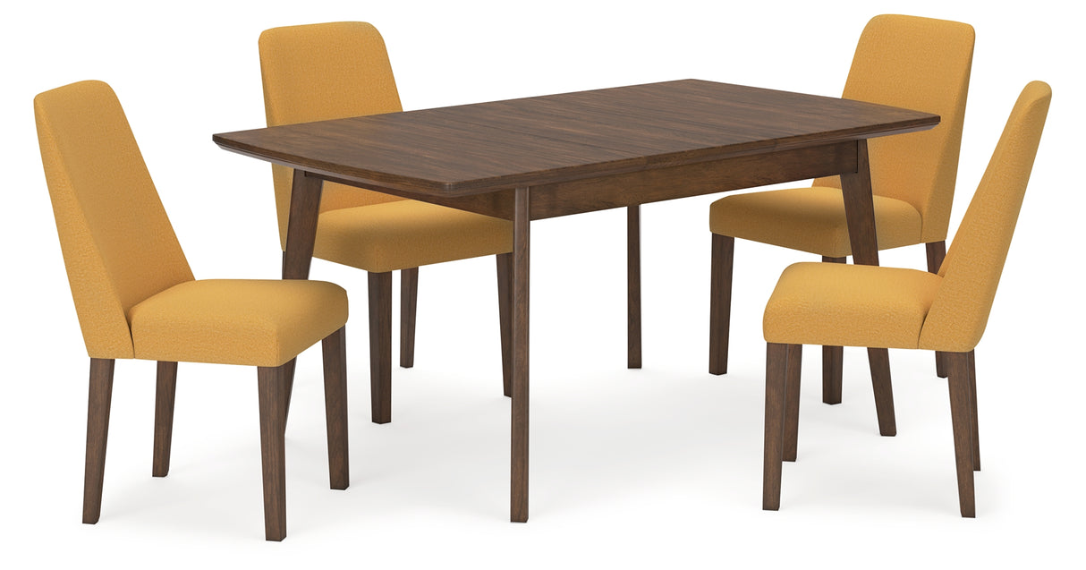 Lyncott Mustard/Brown Dining Table and 4 Chairs from Ashley - Luna Furniture