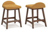 Lyncott Mustard/Brown Counter Height Barstool, Set of 2 from Ashley Furniture - Luna Furniture