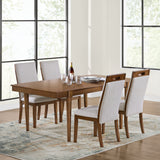 Lyncott Beige/Brown Extension Dining Table and 4 Upholstered Chairs from Ashley Furniture - Luna Furniture