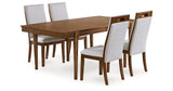 Lyncott Beige/Brown Extension Dining Table and 4 Upholstered Chairs from Ashley - Luna Furniture