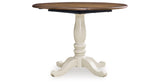 Wirloni Antique White/Brown Dining Drop Leaf Table from Ashley - Luna Furniture