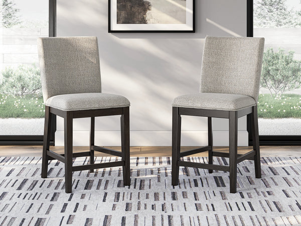 Neymorton Dark Grayish Brown Counter Height Barstool, Set of 2