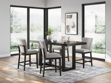 Neymorton Dark Grayish Brown Counter Height Table and 4 Barstools from Ashley - Luna Furniture