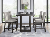 Neymorton Dark Grayish Brown Counter Height Table and 4 Barstools from Ashley Furniture - Luna Furniture