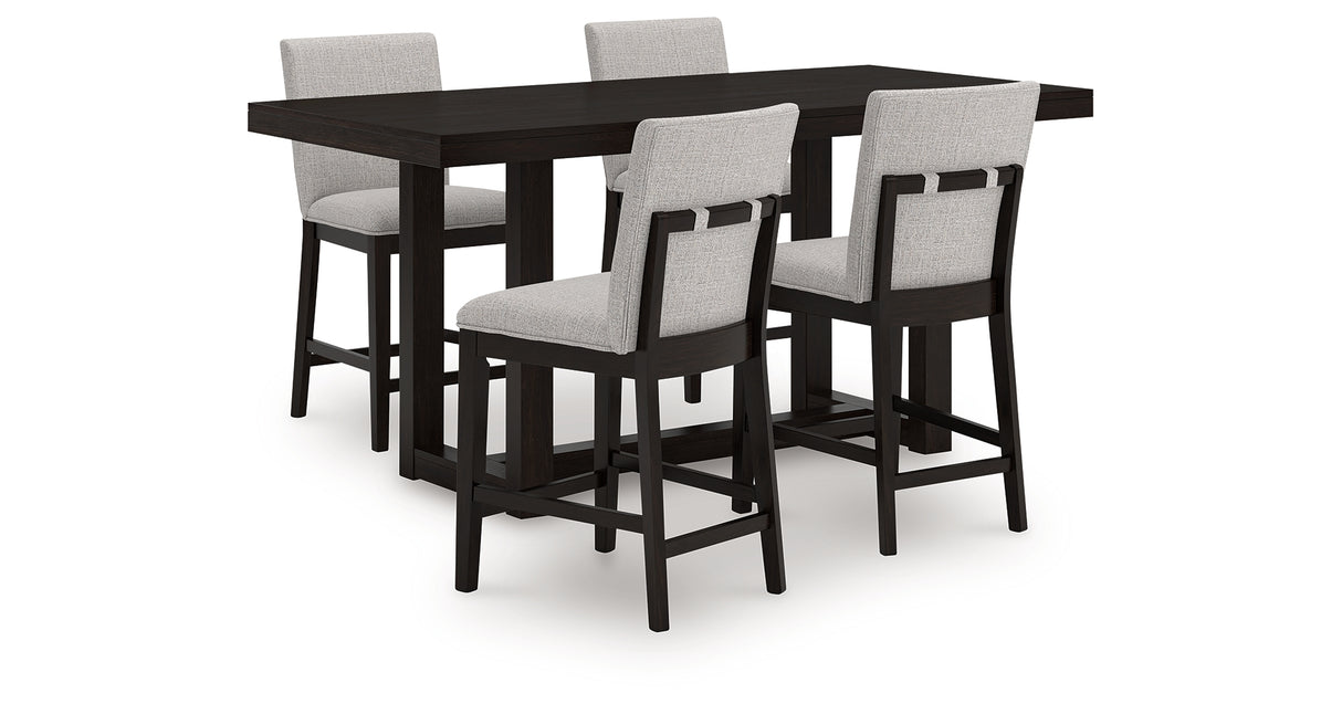 Neymorton Dark Grayish Brown Counter Height Table and 4 Barstools from Ashley Furniture - Luna Furniture