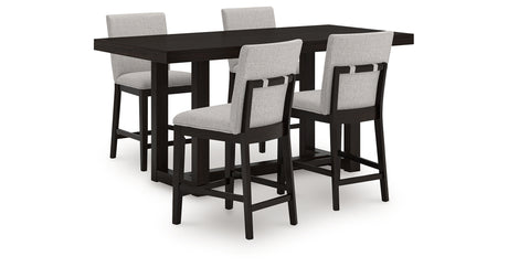 Neymorton Dark Grayish Brown Counter Height Table and 4 Barstools from Ashley - Luna Furniture