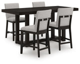 Neymorton Dark Grayish Brown Counter Height Table and 4 Barstools from Ashley - Luna Furniture