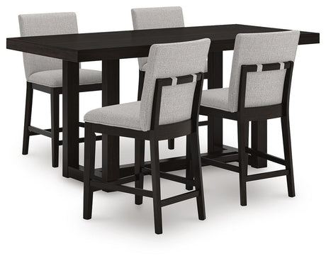 Neymorton Dark Grayish Brown Counter Height Table and 4 Barstools from Ashley - Luna Furniture