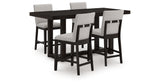 Neymorton Dark Grayish Brown Counter Height Table and 4 Barstools from Ashley - Luna Furniture