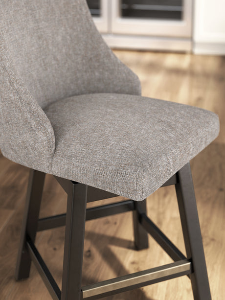 Neymorton Dark Grayish Brown Counter Height Barstool, Set of 2 from Ashley - Luna Furniture