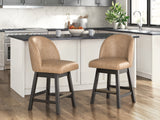 Neymorton Dark Grayish Brown Counter Height Barstool, Set of 2 from Ashley - Luna Furniture
