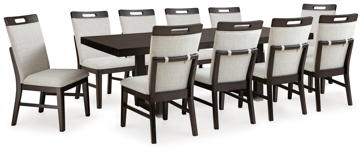 Neymorton Dining Table and 10 Chairs in Dark Grayish Brown from Ashley Furniture - Luna Furniture