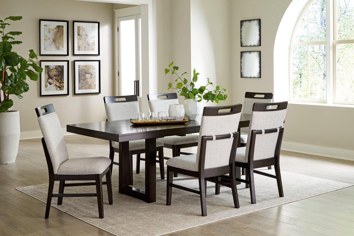 Neymorton Dark Grayish Brown Dining Table and 6 Chairs from Ashley Furniture - Luna Furniture