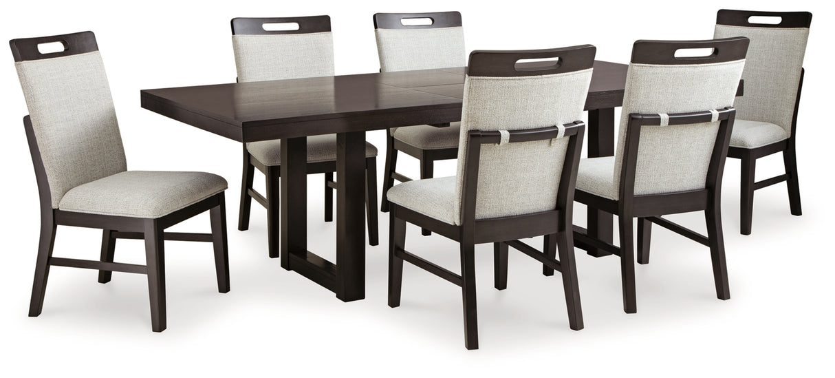 Neymorton Dark Grayish Brown Dining Table and 6 Chairs from Ashley Furniture - Luna Furniture