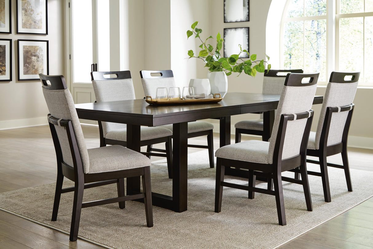 Neymorton Dark Grayish Brown Dining Table and 6 Chairs from Ashley Furniture - Luna Furniture