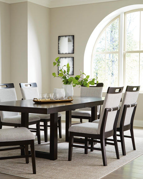 Neymorton Dark Grayish Brown Dining Table and 6 Chairs from Ashley - Luna Furniture