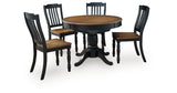Clorazi Black/Brown Round Oval Extension Dining Table and 4 Chairs from Ashley Furniture - Luna Furniture
