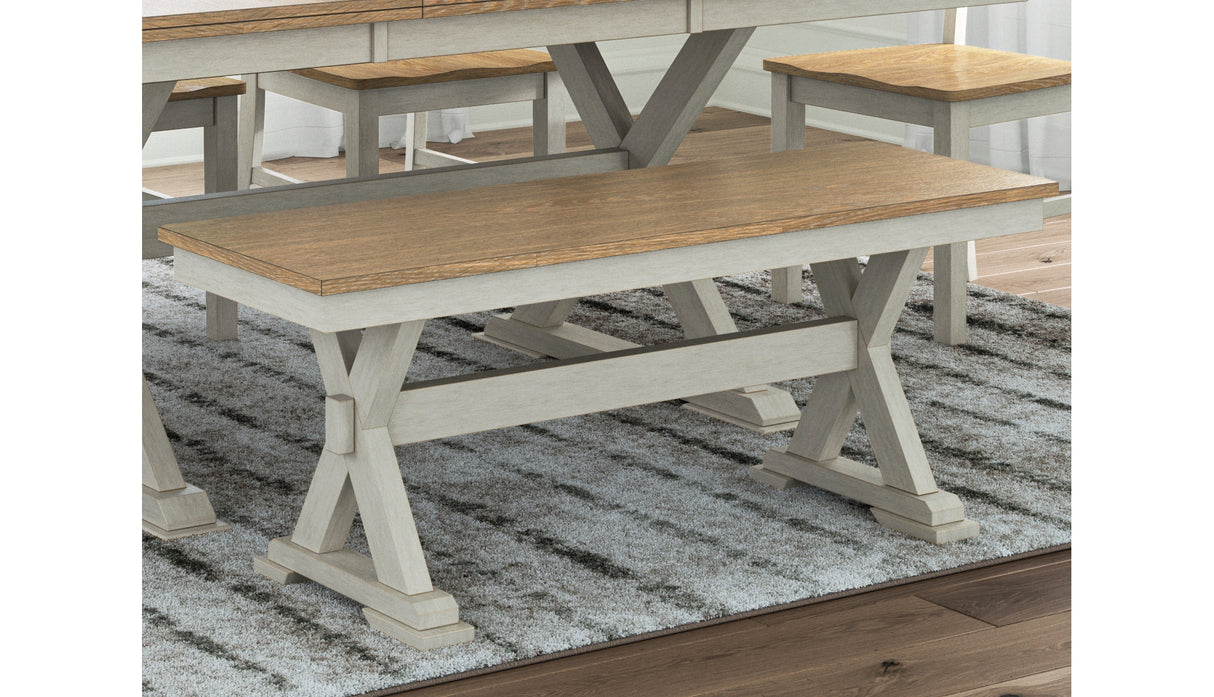 Purlaney Antique White/Natural 48" Dining Bench from Ashley Furniture - Luna Furniture
