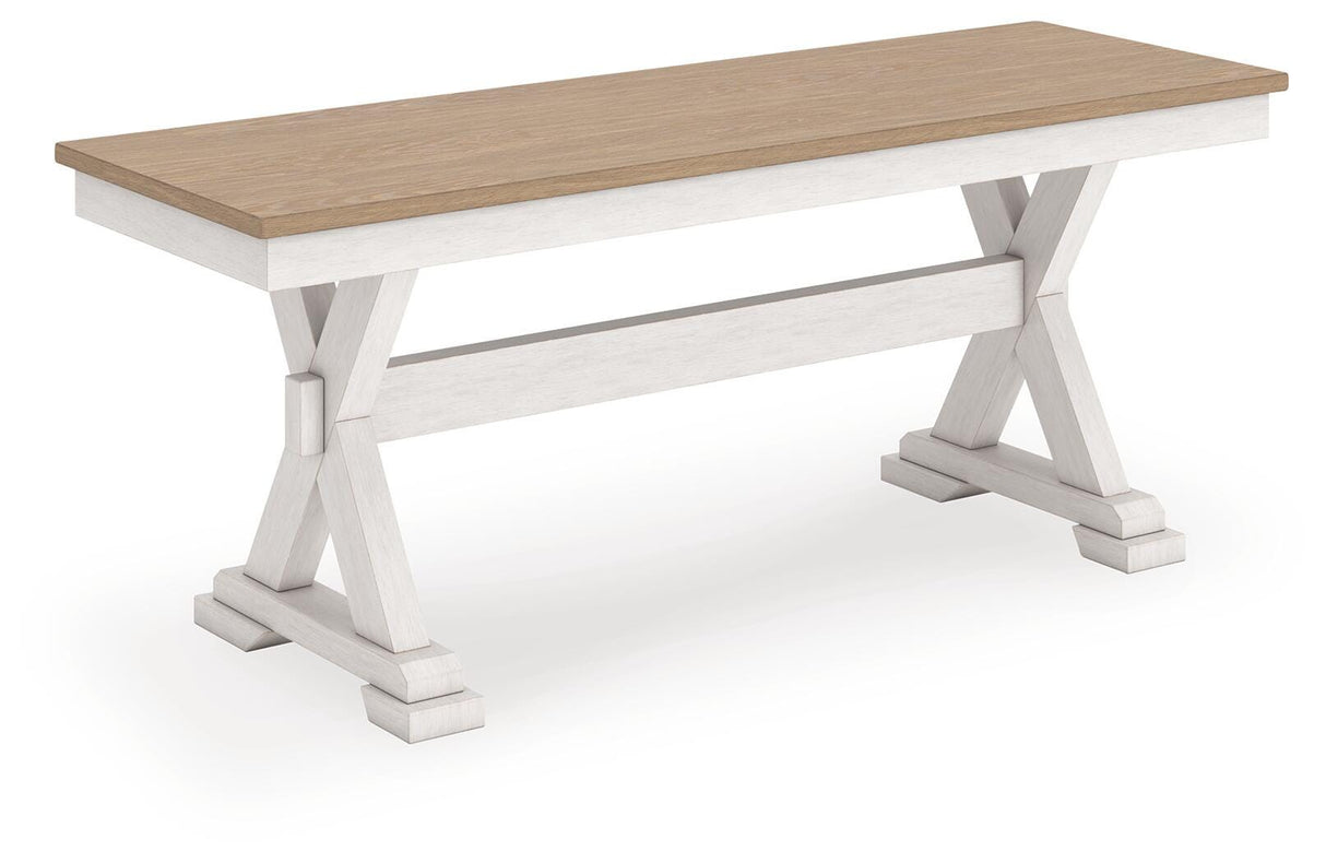 Purlaney Two Tone Extension Dining Table, 4 Chairs and Bench from Ashley - Luna Furniture