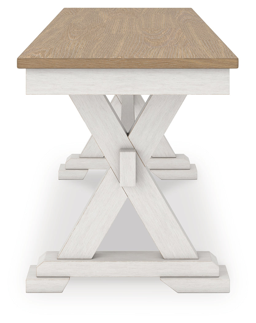 Purlaney Antique White/Natural 48" Dining Bench from Ashley Furniture - Luna Furniture
