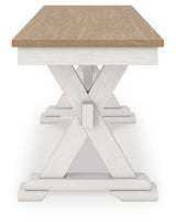 Purlaney Antique White/Natural 48" Dining Bench from Ashley Furniture - Luna Furniture