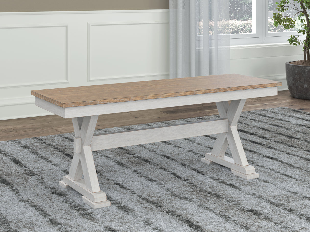 Purlaney Antique White/Natural 48" Dining Bench from Ashley Furniture - Luna Furniture