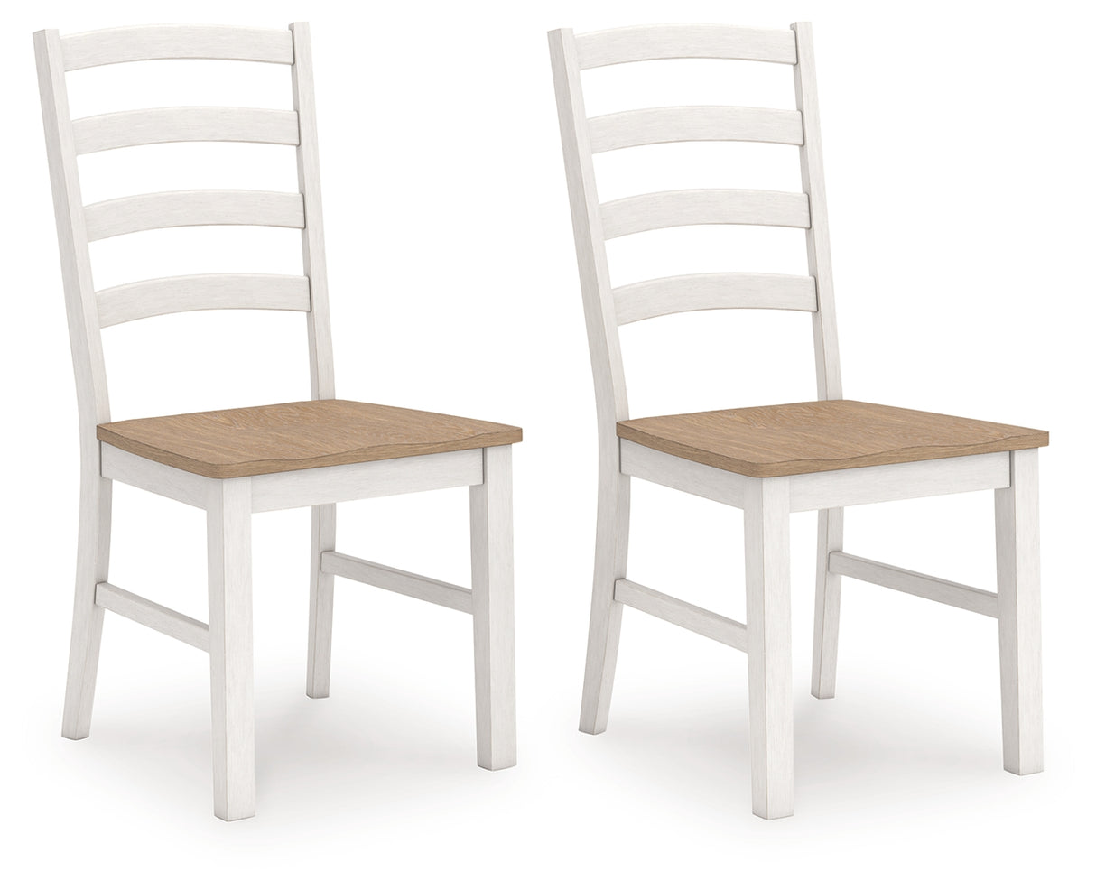 Purlaney Antique White/Natural Dining Chair, Set of 2 from Ashley - Luna Furniture