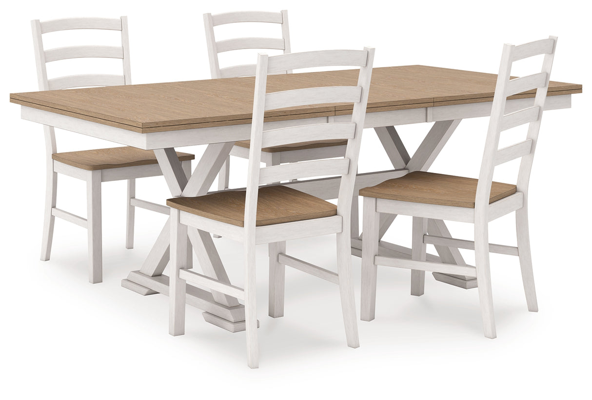 Purlaney Dining Table and 8 Chairs in Antique White/Natural from Ashley - Luna Furniture