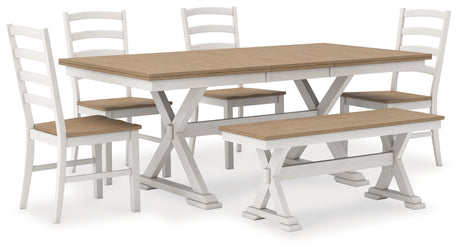 Purlaney Two Tone Extension Dining Table, 4 Chairs and Bench from Ashley Furniture - Luna Furniture