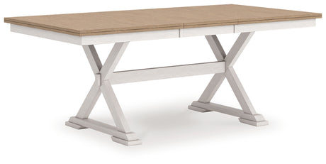 Purlaney Antique White/Natural Dining Butterfly Extension Table from Ashley - Luna Furniture