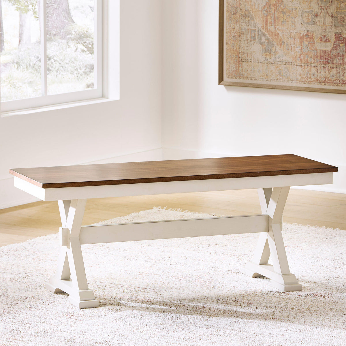 Brinfern Brown/Antique White Large Dining Room Bench from Ashley - Luna Furniture