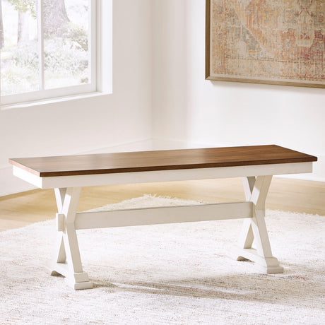 Brinfern Brown/Antique White Large Dining Room Bench from Ashley - Luna Furniture