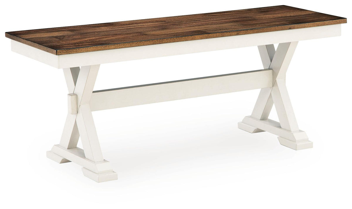 Brinfern Brown/Antique White Large Dining Room Bench from Ashley - Luna Furniture