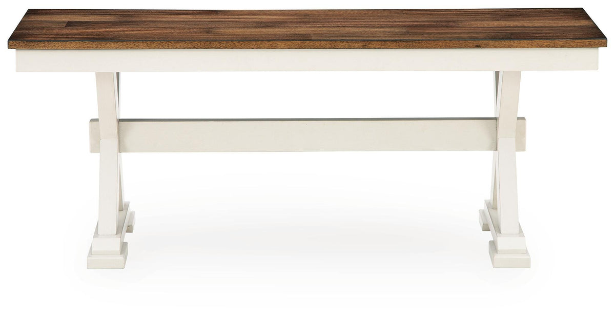 Brinfern Brown/Antique White Large Dining Room Bench from Ashley - Luna Furniture