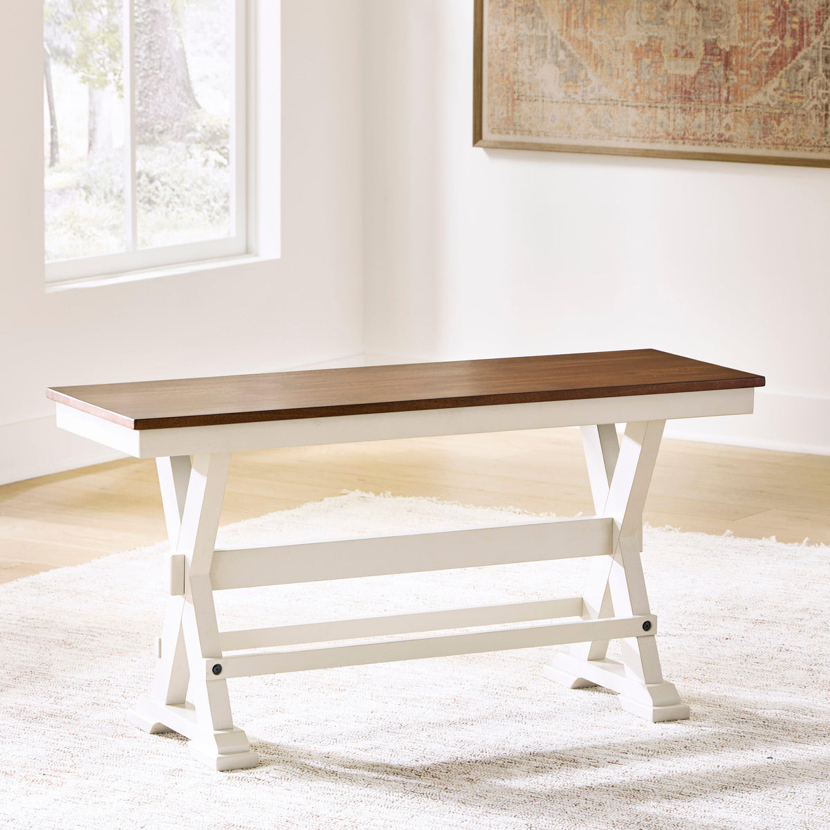 Brinfern Brown/Antique White Large Counter Height Dining Bench from Ashley - Luna Furniture