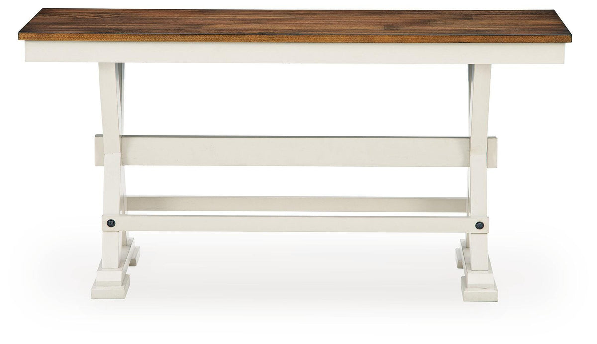 Brinfern Brown/Antique White Large Counter Height Dining Bench from Ashley - Luna Furniture