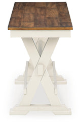Brinfern Brown/Antique White Large Counter Height Dining Bench from Ashley - Luna Furniture