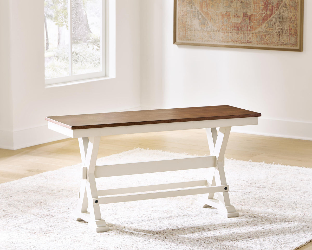 Brinfern Brown/Antique White Large Counter Height Dining Bench from Ashley - Luna Furniture
