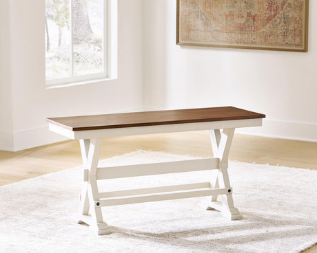 Brinfern Brown/Antique White Large Counter Height Dining Bench from Ashley - Luna Furniture